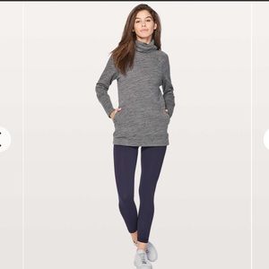 Lululemon To You Tunic Sweater Turtleneck Sweatshirt Heathered Core Grey Size 6